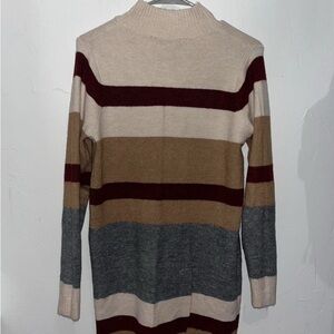 Striped Women's Sweater - Cream, Brown, Gray